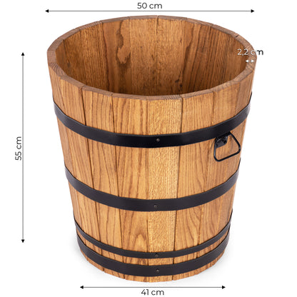 GROSSER PFLANZKÜBEL AUS EICHENHOLZ FÜR PALME